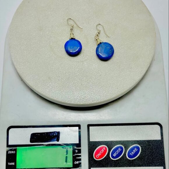 Lapis Earrings, Handmade Light Weight Dangle Earrings, Lapis Lazuli Earrings - Picture 8 of 9